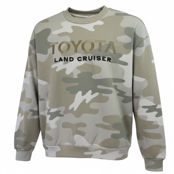 Toyota Land Cruiser Mens Large Camo Sweatshirt Embroidered Logo Pullover (EE28)